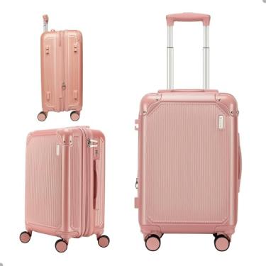 Imagem de Mala de Bordo 10 kg Rígida com Rodinhas 360°, Cadeado TSA, Expansível e Reforçada – Bagagem de Mão para Viagem, Avião e Feriado | Compartimentos Internos e Cinta Organizadora (Rosa)