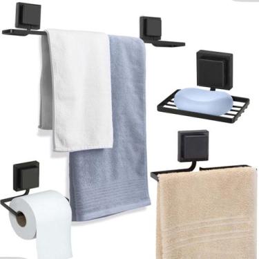 Imagem de Kit Acessórios Banheiro Porta Toalha Rosto Banho Saboneteira Papeleira