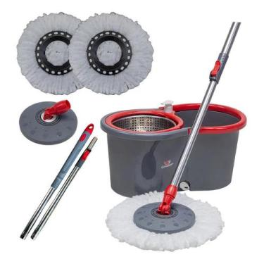 Imagem de Mop Esfregão Giratório Condor Balde Inox 13 Litros + 2 Refis - Congrat