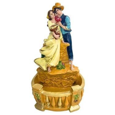 Imagem de Fonte De Água Decorativa Resina Cascata Casal De Camponeses - LZ Decor