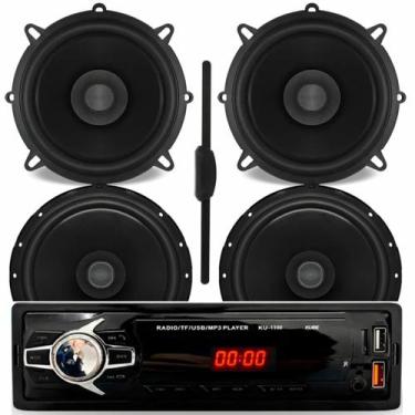 Imagem de Kit Rádio Kube Automotivo MP3 Player KU1100 Bluetooth com 4 Alto Falan