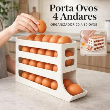 Imagem de Porta Ovos Deslizante Rolante 4 Andares Suporte Organizador de Ovos pa