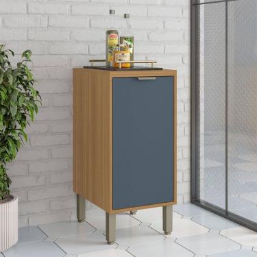 Imagem de Balcão de Cozinha 40 Cm Colors 1 Porta 100% Mdf Freijó/Azul Secreto - Kits Paraná
