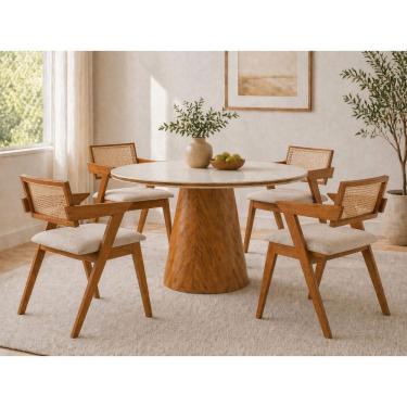 Imagem de Sala de jantar redonda 4 cadeiras maciça Verona- Imperial