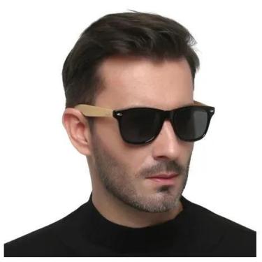 Imagem de Óculos de Sol Masculino Polarizado Madeira Bambu Original Clássico, Pr
