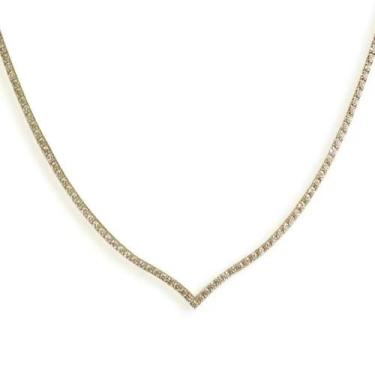 Imagem de Colar Choker Em Forma De V Com Cristais Brilhantes, Corrente De Tênis 