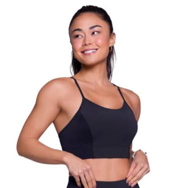 Imagem de Top Fitness Com Recorte Cirre Bojo Removível Selene, M, Preto