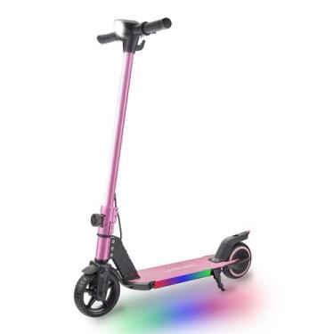 Imagem de Patinete elétrico infantil LEFELWEL 150W dobrável com LED rosa