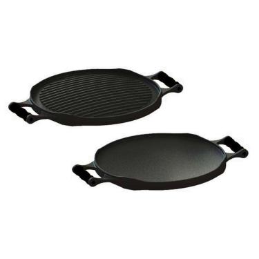 Imagem de Bifeteira Chapa Redonda Dupla Face Em Ferro Fundido Preto 33 Cm