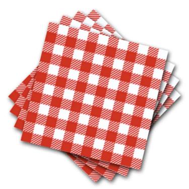 Imagem de Guardanapo de Papel Xadrez Vermelho 30cm x 31cm - 50 Unidades