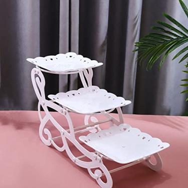 Imagem de Estilo europeu de três camadas de fruteira sala de estar multicamadas família bolo de frutas secas e prato de sobremesa de doces,A,Três camadas