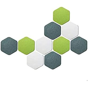 Imagem de KRASS 10 peças placas de aviso de feltro, criatividade, painéis acústicos hexagonais coloridos para escritório quarto adesivos de parede decorativos placa de feltro reutilizável, #9, Collector88