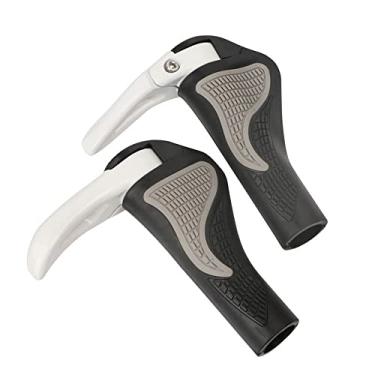 Imagem de Alça de torno antiderrapante para bicicleta alça de travamento bilateral punho de bicicleta bicicleta bicicleta de montanha buzina de borracha punho de guidão extremidade de bicicleta (branco)