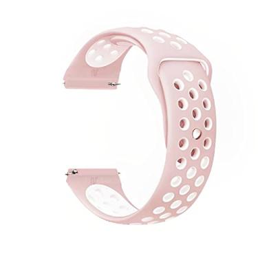 Imagem de Pulseira Sport NSmart compatível com Samsung Galaxy Watch3 / Watch4-41mm - 42mm - 44mm - 45mm ou 46mm - Nandos-Store (45mm - Rosa claro com branco nk)