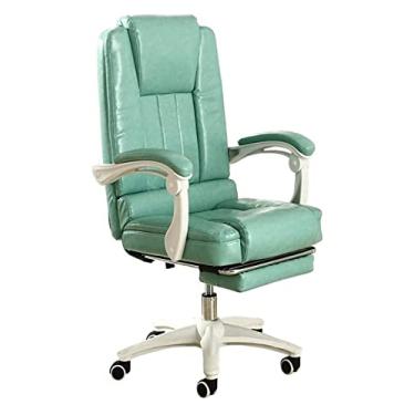 Imagem de cadeira de escritório Cadeira de chefe Cadeira de computador Cadeira de escritório reclinável Assento para jogos Cadeira de couro PU com apoio para os pés Cadeira giratória ergonômica (cor: verde)
