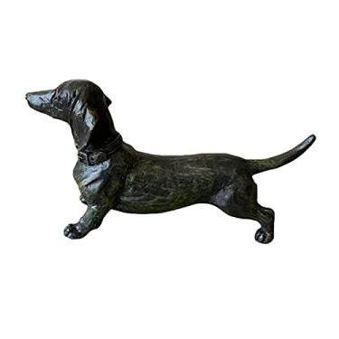 Imagem de Estátua Dachshund Preto,Estatuetas Dachshund em pé | Escultura cachorro em resina para jardim estatuetas cachorro memorial para jardim Nanyaciv