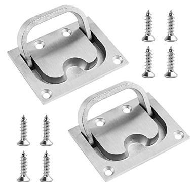 Imagem de Puxador de escotilha de aço inoxidável para portaria de barco sólido para portinhola de barco puxador de anel de descarga para gaveta de móveis domésticos puxador de tampa embutida (2 pacotes de