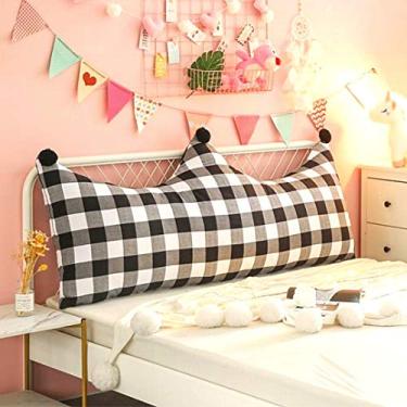 Imagem de Almofada para Cama Casal Cabeceira Box Baú Pallets Leitura Encosto Lombar Repouso Xadrez Preto e Branco Lavável Zíper