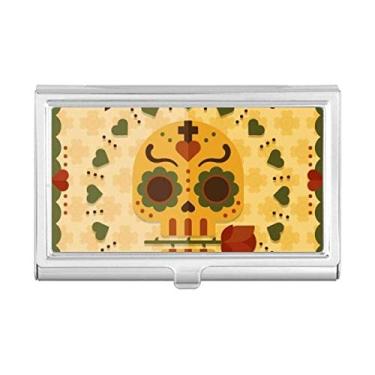 Imagem de Caveira Rose The Day of The Dead Mexico Porta-cartão de visita Carteira de bolso