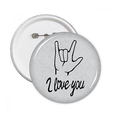 Imagem de Black I Love You Gesto personalizado Pinos Redondos Emblema Decoração de Roupas 5 peças Presente