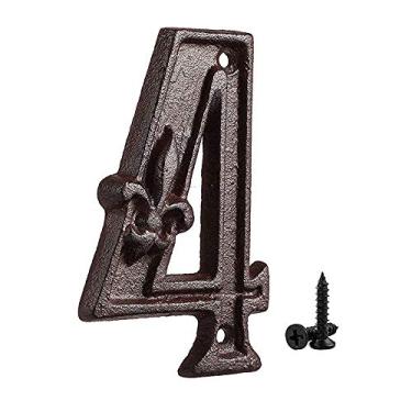 Imagem de Placa de porta de ferro fundido com número de placa flutuante 3D de 12,7 cm, placa borboleta de 0 a 9 para endereço residencial ao ar livre, bronze envelhecido digital com parafusos de combinação marrom rústico incluídos, antiferrugem exclusivo