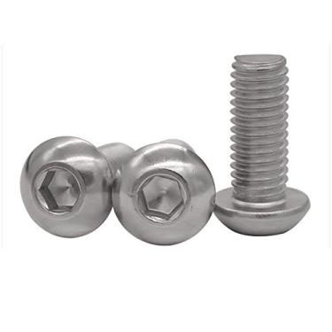 Imagem de PZRT 50 peças M3 x 8 mm parafusos de soquete de cabeça de botão, 304 parafusos de cabeça de botão Allen Hex de aço inoxidável, M4 x 10mm
