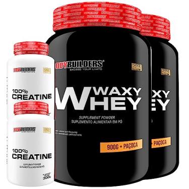 Imagem de Kit 2x Waxy Whey 900g + 2x Creatina Monohidratada 100% Pura 300g - Bodybuilders (Paçoca)