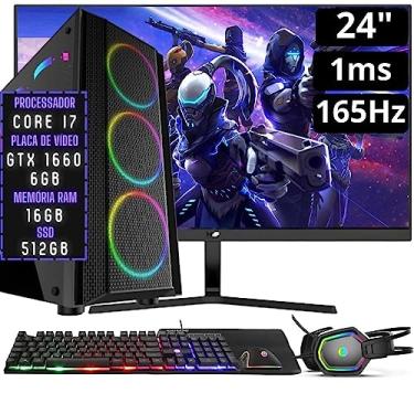 Imagem de PC Gamer Completo 3green Hunter, Intel Core i7, 16GB RAM, Geforce GTX 1660 Ti 6GB, SSD 512GB, Kit Gamer e Monitor 24" Full HD 165Hz 1ms 3H-009