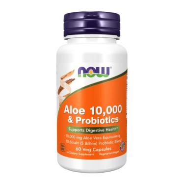 Imagem de Aloe Vera 10.000Mg Com Probióticos 5 Bilhões Now Foods 60 Veg Caps Imp