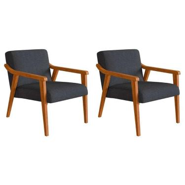 Imagem de conjunto com 2 poltronas flavia algodão  e nogueira
