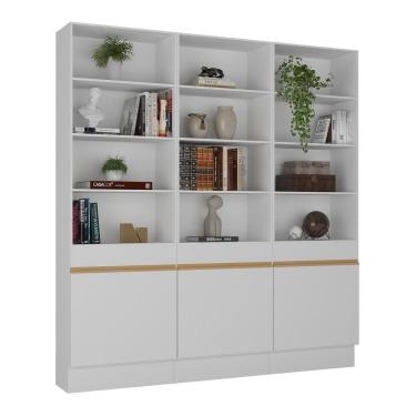 Imagem de Armário/estante Escritório 3 Portas Multimóveis Mp7001 Branco/dourado Branco/dourado