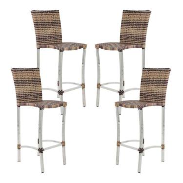 Imagem de 4 Banquetas Alta Cannes em Alumínio para Cozinha Bar Edícula