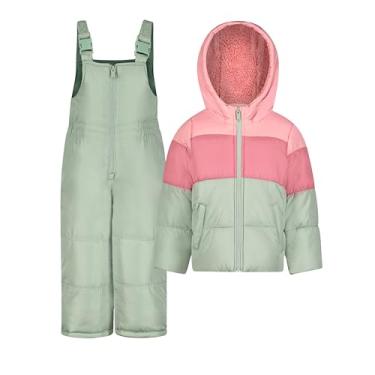 Imagem de Carter's Macacão de neve para meninas pequenas C2177s98, Verde-oliva e rosa, 4 Anos