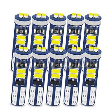 Imagem de Ruiandsion Lâmpada LED T5 de 12 V branca para painel, base de cunha lâmpada LED para interior de carro, luzes indicadoras de ar condicionado, 10 peças