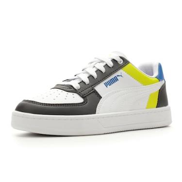 Imagem de PUMA Tênis infantil unissex Caven 2.0 Block, Puma Branco-escuro verde-limão Smash-puma Team Royal, 5 Big Kid