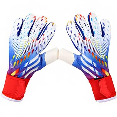Imagem de Luvas de goleiro, luvas de goleiro de futebol, luvas de goleiro juvenil com proteção para os dedos, proteção de pulso, resistente à abrasão, antiderrapante, tamanho 6/7/8/9/10