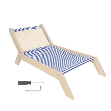 Imagem de Cadeira de praia para gatos com poste de madeira para arranhar e suporte de , material de sisal premium, cama divertida para gatos para entretenimento interno