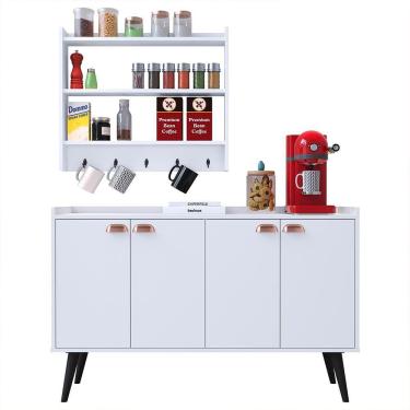 Imagem de Kit Casa Completa Aparador Buffet Cantinho Café Armário Parede Amélia Prateleira Organizadora Decoração Sala Jantar Cozinha - RPM Móveis
