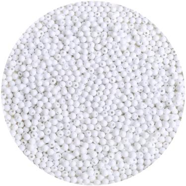 Imagem de BONNY BOXX 2000 peças de contas redondas de acrílico branco liso de 4 mm, bolas de chiclete de resina plástica, contas grossas de chiclete para fabricação de colar e pulseira, suprimentos de