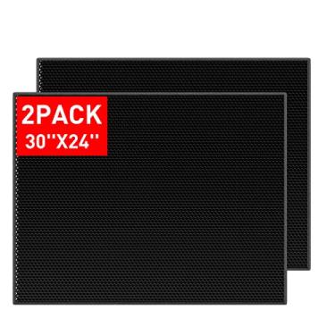 Imagem de Tapete grande para caixa de areia para gatos: tapete de armadilha de areia de gatinho fácil de limpar para chão, almofada de caixa de plástico para gatos (61 x 76 cm, preto, 2p)