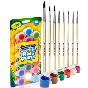 Imagem de Conjunto de pintura infantil, tinta lavável para crianças, 18 potes de tinta, 6 pincéis Ultiamte, conjunto de pintura lavável para crianças, artesanato
