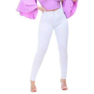 Imagem de Calça Sarja Feminina Hot Pants Skinny na Cor Branca-Feminino