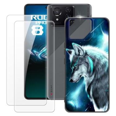 Imagem de MILEGOO Capa para Asus Rog Phone 8 + 2 peças protetoras de tela de vidro temperado, capa ultrafina de silicone TPU macio à prova de choque para Asus Rog Phone 8 (6,7 polegadas)