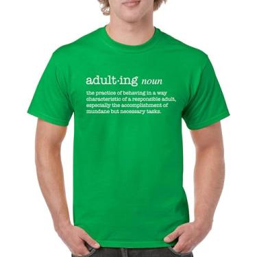 Imagem de Camiseta Adulting Definition Funny Adult Life is Hard Humor Parenting Responsibility 18th Birthday Gen X Men's Tee, Verde, P