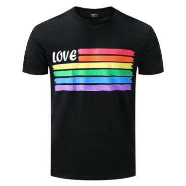 Imagem de LINOCOUTON Camiseta masculina de algodão do mês da conscientização do autismo/dia do orgulho, Rainbow Love, GG