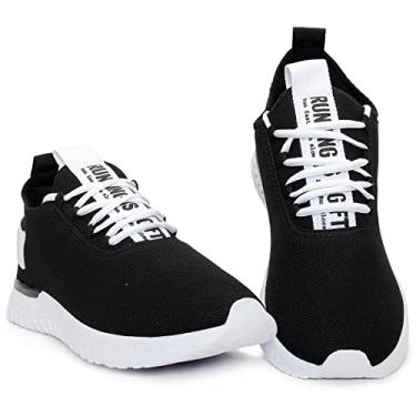 Imagem de Tênis de Academia Masculino Caminhada Treino Musculação BF Shoes (Preto e Branco, BR, Adulto, Numérico, 39)