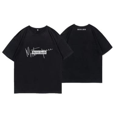Imagem de Camiseta T-wice M-isamo K-pop Support Camiseta estampada gola redonda manga curta mercadoria para fãs camisetas, Preto, P