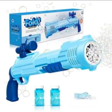 Imagem de Brinquedo Lança Bolhas De Sabão Automático Bazuca Metralhadora, Lança Bolhas para Crianças (Azul)