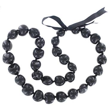 Imagem de Colar havaiano Kukui Nut Lei preto