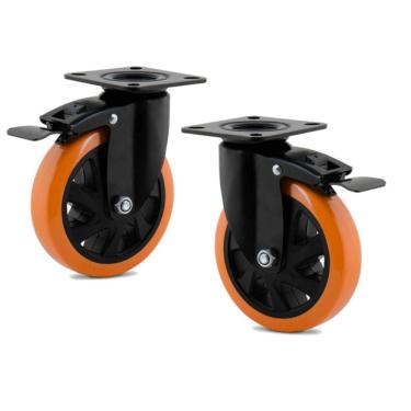 Imagem de Rodizio giratório 4 pol. com freio roda pu com rolamento 2un